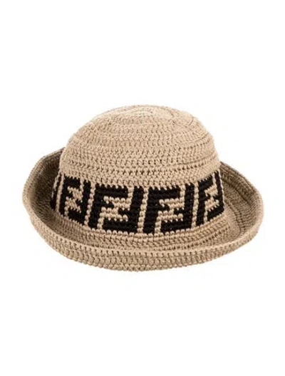 Pre-owned Fendi Knitted Bucket Hat In Neutral