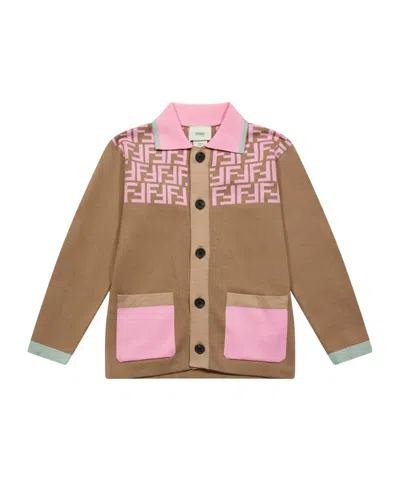 Fendi Knitted Cardigan In Pink