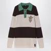 Fendi Knitted Cotton Polo Shirt With Brown And Beige Stripes In Brown