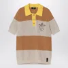 Fendi Logo Club Crest Ribbed Knit Polo T-shirt