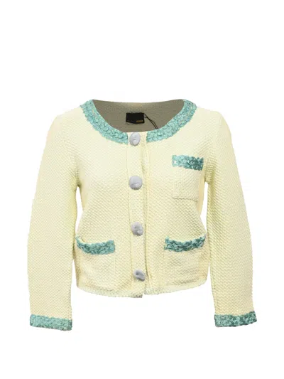 Pre-owned Fendi Knitted Embellished-button Sweater In Yellow