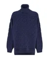 Fendi Knitted Ff Motif Patterned Sweater In Blue