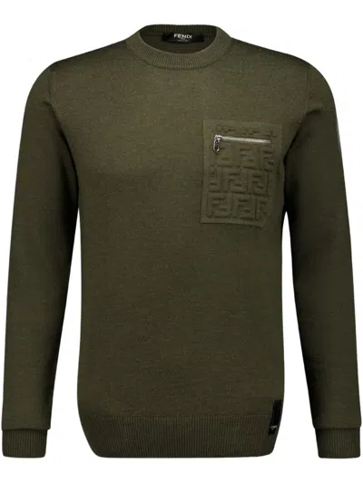 Fendi Knitted Jumper In Green