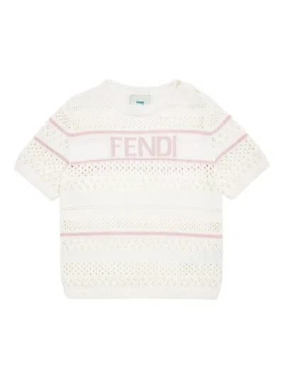 Fendi Kids' Knitted Logo-intarsia T-shirt