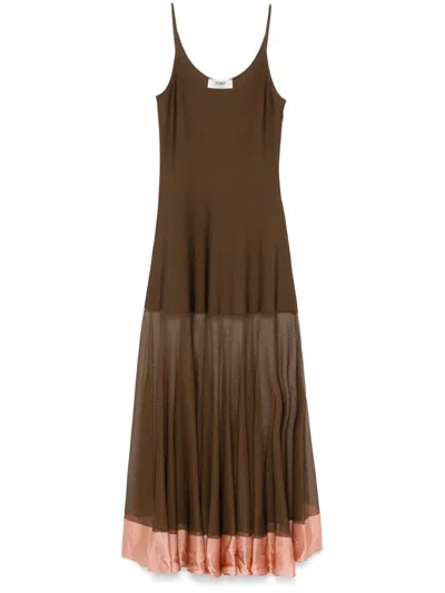 Fendi Brown Viscose Long Dress