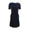 Fendi Knitted Mink Collar Dress In Blue