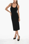 Fendi Knitted Monogram Sheath Dress With Side Zip In Black