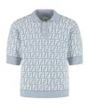 Fendi Ff-pattern Polo Shirt In Blue