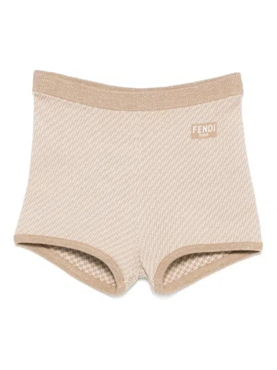 Pre-owned Fendi Knitted Ribbed Shorts In Neutral