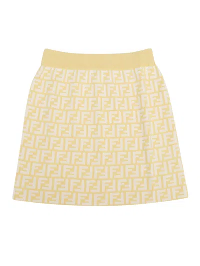 Fendi Kids' Knitted Skirt In Yellow