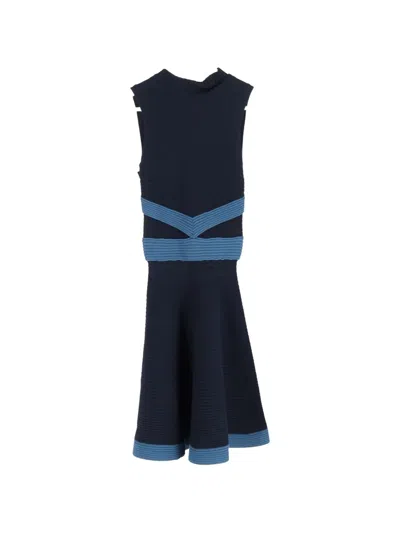 Pre-owned Fendi Knitted Sleeveless Mini Dress In Blue