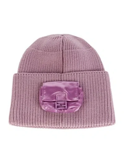 Pre-owned Fendi Knitted Wool Beanie In Purple