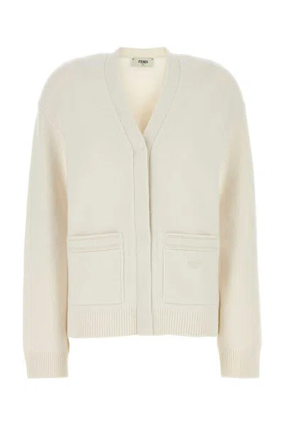 Fendi White Cashmere Blend Cardigan