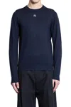 Fendi Ff Logo Wool Crewneck Sweater In Blue