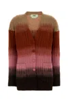 Fendi Gradient Knit Cardigan Featuring Front Pockets In Brown