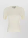 Fendi Ribbed Cotton T-shirt With Subtle Logo Detail