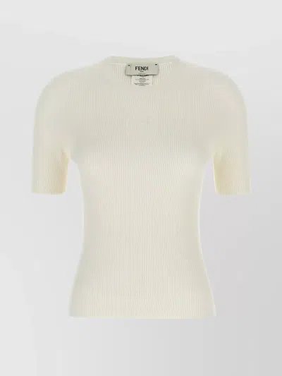 Fendi Knitwear Crew Neck Short Sleeves Ribbed Texture