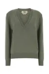Fendi Cashmere Sweater With V-neck And Long Sleeves In Gray