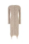 Fendi Embroidered Cotton Blend Dress In Neutral