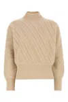 Fendi High-neck Honeycomb-knit Turtleneck In Neutral