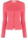 Fendi Ribbed-knit Cotton-blend Cardigan In Pink