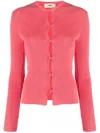 Fendi Ribbed-knit Cotton-blend Cardigan In Pink
