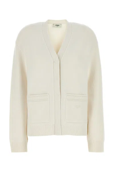Fendi White Cashmere Blend Cardigan