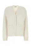 Fendi Press-stud Elongated Cardigan In White