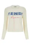 Fendi Ivory Stretch Cashmere Blend Sweater In White