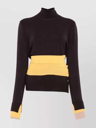 Fendi Woman Turtleneck Dark Purple Size 8 Wool, Polyamide, Polyurethane, Viscose, Polyester