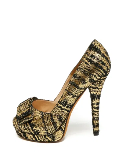 Pre-owned Fendi Knot Platform Pumps In Gold