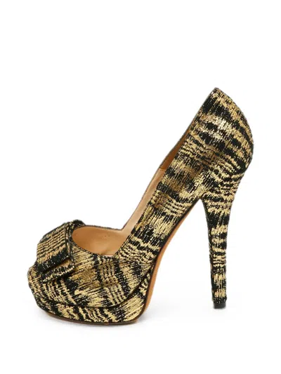 Pre-owned Fendi Knot-detail Platform Sandals In Gold