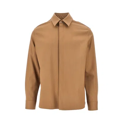 Fendi L Gabardine Shirt In Brown