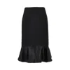 Fendi Women High-waisted Midi Skirt In Grain De Poudre Wool In Black