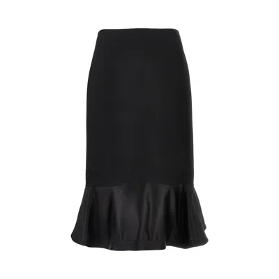 Fendi L Midi Skirt With Peplum Hem In Black