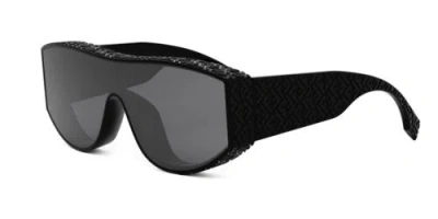 Pre-owned Fendi Lab Fe40128i 01a Ff Logo Nylon Shield Smoke Light Mirror Lens Sunglasses In Grey Smoke Gradient