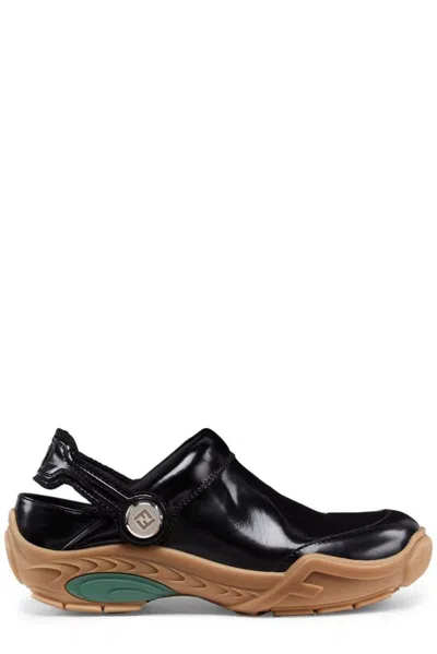 Fendi Lab Slip-on Clogs In Nero