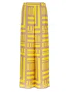 Fendi Golden Yellow Printed Silk Trousers