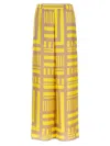 Fendi Golden Yellow Printed Silk Trousers In Yellow