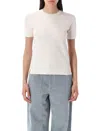 Fendi Ff Knit T-shirt With Tonal Motif In White