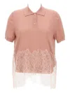 Fendi Lace-insert Polo Top In Pink