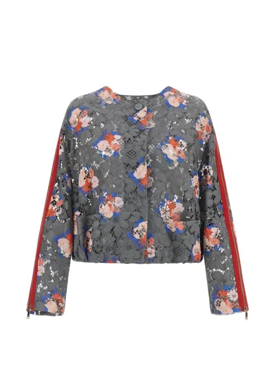 Fendi Printed Grey Lace Jacket In Gray