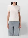Fendi Ff Knit T-shirt With Tonal Motif In White