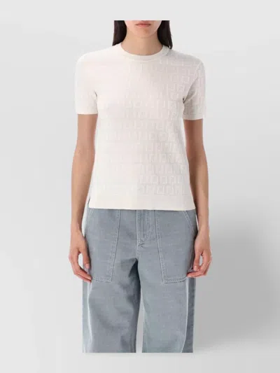 FENDI LACE KNIT CREW NECK TOP