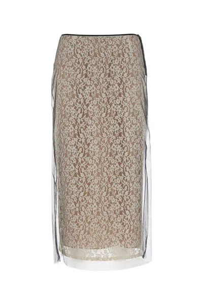 Fendi Lace Mesh Skirt In Multi
