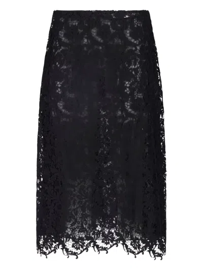 Fendi Lace Midi Skirt In Black
