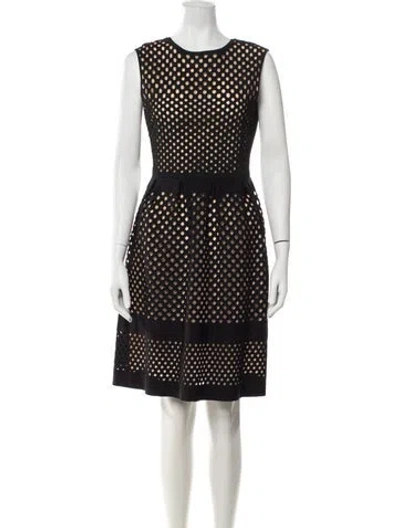 Pre-owned Fendi Lace Pattern Midi Length Dress In Black