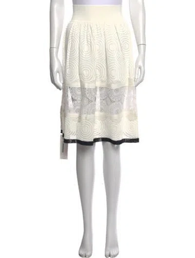 Pre-owned Fendi Lace Pattern Midi Length Skirt In Neutral