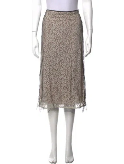 Pre-owned Fendi Lace Pattern Midi Length Skirt In Neutrals