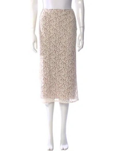 Pre-owned Fendi Lace Pattern Midi Length Skirt W/ Tags In Neutral